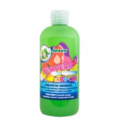 Grüne Temperafarbe in einer Flasche. Geeignet für Kinder, bereit zum Malen.