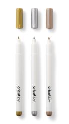 Set mit drei permanenten metallic Markern in gold, silber und braun. Verpackung ist transparent.