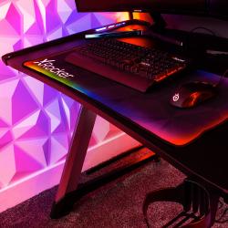 X ROCKER Aluminium Carbon Gaming Tisch Lynx mit RGB LED-Beleuchtung schwarz