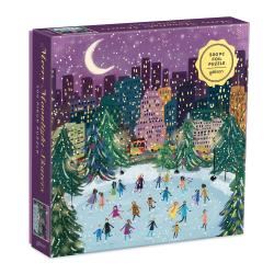 Merry Moonlight Skaters 500 Piece Foil Puzzle - Brettspiel