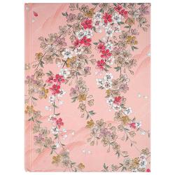 Buchcover mit floralen Mustern in Rosa und verschiedenen Blütenfarben. Das Design ist elegant und verspielt.