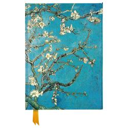 Notizbuch mit einem Cover in Blau. Abbildung von blühenden Zweigen auf hellem Hintergrund.