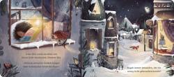 Buchcover mit dem Titel 'Ella und der Funkelzauber'. Eine kleine Figur mit roten Haaren schwebt über einer winterlichen Landschaft, umgeben von funkelnden Sternen.