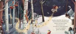 Buchcover mit dem Titel 'Ella und der Funkelzauber'. Eine kleine Figur mit roten Haaren schwebt über einer winterlichen Landschaft, umgeben von funkelnden Sternen.