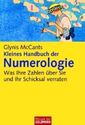 Buchcover mit dem Titel 'Kleines Handbuch der Numerologie'. Illustration einer Frau mit Zahlen im Hintergrund.