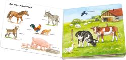 Buchcover mit dem Titel 'Mein allererstes Tier-Lexikon'. Illustrationen von verschiedenen Tieren wie Hund, Katze, Löwe und Vogel.