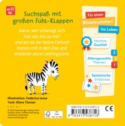 Buchcover mit Titel 'Wo bist du, kleiner Elefant?'. Abgebildet ist ein blauer Elefant in einer bunten Landschaft.