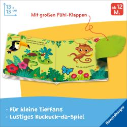 Buchcover mit Titel 'Wo bist du, kleiner Elefant?'. Abgebildet ist ein blauer Elefant in einer bunten Landschaft.