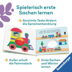 Buchcover mit einem orange gestreiften Tiger. Titel: Erste Sachen, spielerisches Design.