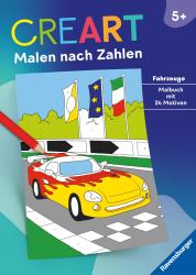 Ravensburger CreArt Malen nach Zahlen ab 5: Fahrzeuge, Malbuch, 24 Motive - Taschenbuch