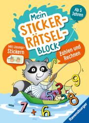 Kirstin Jebautzke: Ravensburger Mein Stickerrätselblock: Zählen und Rechnen - Rätselblock ab 5 Jahre, spielerisch Zahlen lernen, Rechnen lernen, Sticker, ab Vorschule - Taschenbuch