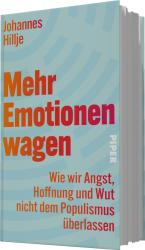 Buchcover mit dem Titel 'Mehr Emotionen wagen'. Farbige Schrift auf hellem Hintergrund, einfache Gestaltung.