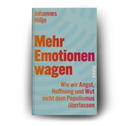 Buchcover mit dem Titel 'Mehr Emotionen wagen'. Farbige Schrift auf hellem Hintergrund, einfache Gestaltung.