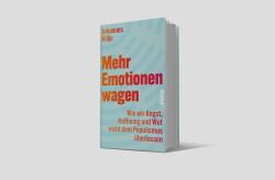 Buchcover mit dem Titel 'Mehr Emotionen wagen'. Farbige Schrift auf hellem Hintergrund, einfache Gestaltung.
