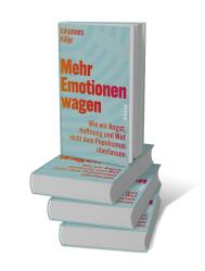 Buchcover mit dem Titel 'Mehr Emotionen wagen'. Farbige Schrift auf hellem Hintergrund, einfache Gestaltung.
