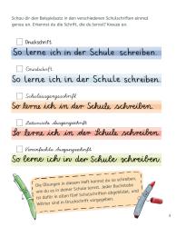 Buchcover mit dem Titel Schreibübungen für die 1. und 2. Klasse. Illustrationen von Tieren und buntem Hintergrund.