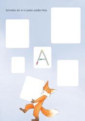 Buchcover mit dem Titel Mein bunter Schulstart-block. Abgebildet sind ein Hund und ein Eichhörnchen, umgeben von bunten Stiften.