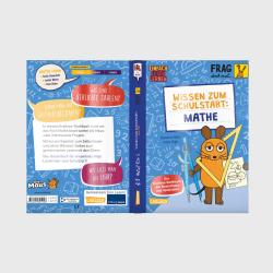 Buchcover mit dem Titel Wissen zum Schulstart Mathe. Eine cartoonartige Maus hält einen Zirkel und ein Blatt Papier.