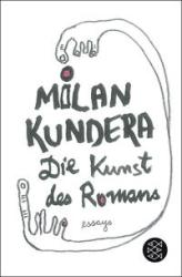 Buchcover mit dem Titel 'Die Kunst des Romans' von Milan Kundera. Grafische Darstellung mit geschwungenen Linien und Händen.