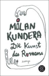 Buchcover mit dem Titel 'Die Kunst des Romans' von Milan Kundera. Grafische Darstellung mit geschwungenen Linien und Händen.