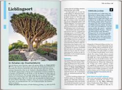 Buchcover für Reiseführer über La Palma. Landschaft mit Bergen, Bäumen und Wanderern.