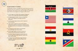 Flagge von Kenia mit schwarzen, roten, weißen und grünen Streifen, mittig ein schwarzes Sternsymbol. Oben ein roter Streifen mit weißen Linien, darunter ein grüner Streifen.