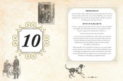 Buchseite mit Titel HOHER BESUCH und Text in deutscher Sprache. Enthält Illustrationen, darunter eine Szene mit zwei Männern und eine Hundedarstellung.