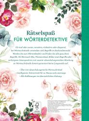 Buchcover mit dem Titel 'Wortsuchrätsel'. Umrahmt von bunten Blumen und Pflanzen.