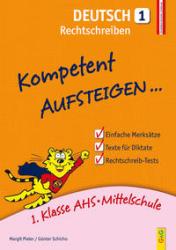 Buchcover mit dem Titel 'Deutsch 1 Rechtschreiben'. Gelber Hintergrund, ein cartoonartiger Löwe und Aufzählung von Inhalten.