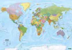 World map, political - physical, english, 1:20.000.000, Poster, freytag & berndt