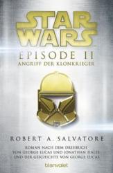 Buchcover von Star Wars Episode II Angriff der Klonkrieger. Titel in goldener Schrift mit einem Helm-Symbol.