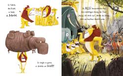 Buchcover mit gelbem Hintergrund. Titel: 'Der Löwe in dir'. Abbildung eines Löwenkopfes mit einer Maus auf dem Kopf. Illustrationen von Rachel Bright und Jim Field.