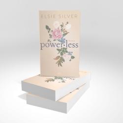 Buchcover mit dem Titel 'power:less'. Florale Gestaltung in sanften Farben.