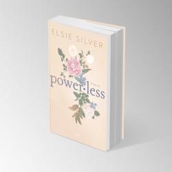 Buchcover mit dem Titel 'power:less'. Florale Gestaltung in sanften Farben.