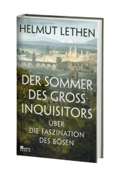 Buchcover mit dem Titel 'Der Sommer des Grossinquisitors'. Landschaftsbild im Hintergrund, Schrift in weiß.