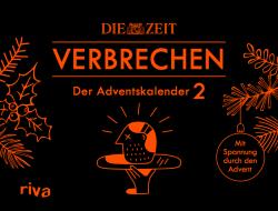 Schwarzes Cover mit orangefarbenem Titel 'VERBRECHEN'. Adventskalender mit weihnachtlichen Motiven.