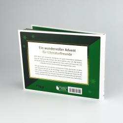 Buch mit grünem und weißem Cover, Titel in der Mitte. Enthält Text über Advent und Literaturpreise, Barcode auf der Rückseite.