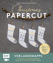 Marie-Christine Hollerith: Set: Christmas Papercut - Die Vorlagenmappe mit Anleitung und 20 weihnachtlichen Papierschnitt-Motiven zum Sofort-Loslegen - Taschenbuch