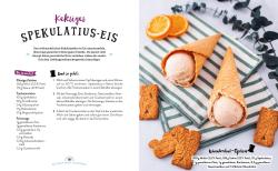 Buchcover mit dem Titel 'Eis aus dem Wunderland'. Bunte Eiskugel auf einer Waffel, pinker Hintergrund.