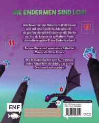 Hintergrund in lila mit grüner Überschrift Die Endermen Sind Los. Enthält Text über Minecraft Endermen und ein Bild eines Drachens mit Flügeln.