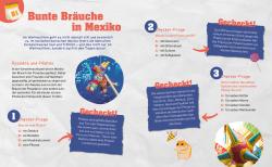 Informationsblatt über mexikanische Weihnachtsbräuche. Enthält Bilder von Piñatas und Fragen zu deren Bedeutung.