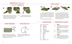 Anleitung zum Häkeln von Arm, Bein und Schwanz. Zeigt Schritte zum Einhäkeln und Häkeln der Ecken.