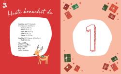 Weihnachtliche Karte mit roten und grünen Geschenken, Sternen und kleinen Schleifen. Auf der linken Seite steht in weißer Schrift Heute brauchst du.