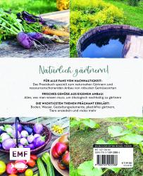 Buchcover mit dem Titel 'Naturnaher Garten'. Darstellung eines grünen Gartens mit Pflanzen und einem Holzzaun.
