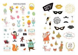 Cover eines Stickerbuchs mit dem Titel 'Mein Stickerbuch Journal Love'. Bunte Sticker und Illustrationen sind auf dem Cover verteilt.