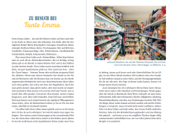 Buchcover mit dem Titel 'Tante Emma lebt'. Darstellung eines Ladens mit einer Tür und einem gelben Vordach.