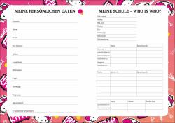 Schülerkalender für 2025/2026. Auf dem Cover ist eine Hello Kitty Figur mit buntem Hintergrund.