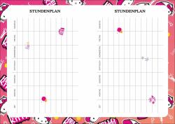 Schülerkalender für 2025/2026. Auf dem Cover ist eine Hello Kitty Figur mit buntem Hintergrund.
