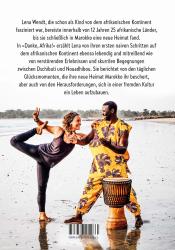 Buchcover mit dem Titel 'Danke, Afrika!'. Eine Frau sitzt auf einem orangefarbenen Truck.
