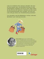Buchcover von Astrid Lindgren. Titel: Natürlich ist Lotta ein fröhliches Kind, mit einer fröhlichen, spielenden Figur.